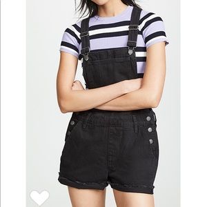 Madewell Adirondack faded black denim overalls XXS